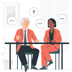 Two People Discussing at a Table talking meeting