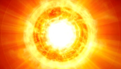 Intense Solar Flare Explosion with Glowing White Core and Radiant Energy Rays