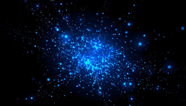 Blue Particles and Star Dust Abstract Space Background