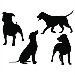Dog Silhouettes in Sitting and Standing Positions