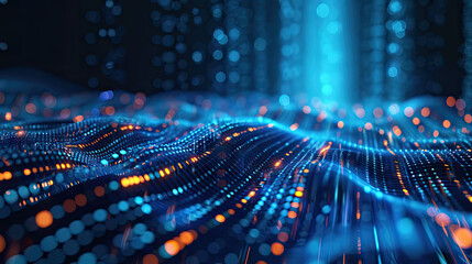 Abstract glowing lines representing financial data flow and economic analytics, perfect for fintech and corporate design