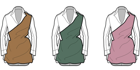 Three Stylish Jacket Designs with Different Color Combinations A Fashion Illustration