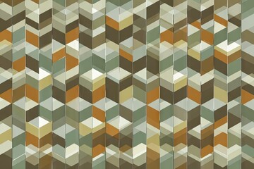 Abstract pattern chevron tiles in earth tones, overlapping