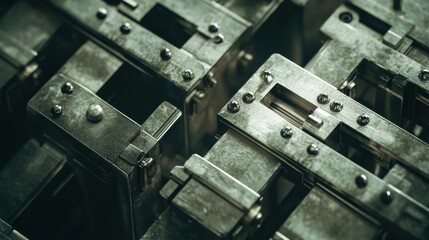 Extreme close-up of the complex wards of a high-security customs lock, reflecting faint light, brushed metallic texture