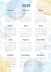 Cute Floral Daisy Flower 2026 Calendar, calendar 2026