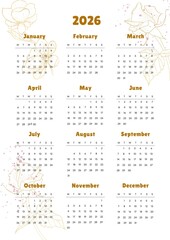 Cute Floral Daisy Flower 2026 Calendar, calendar 2026