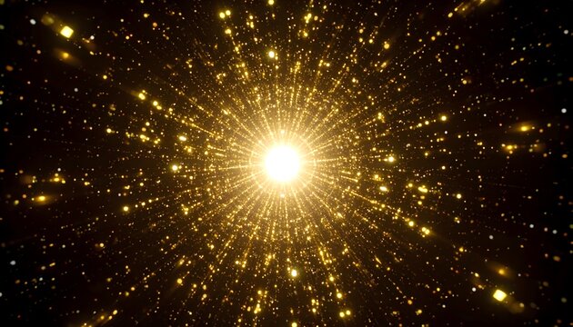 Abstract Golden Explosion of Glowing Particles Background