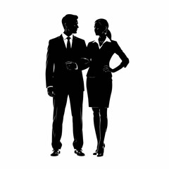 Silhouette of a Man and Woman in Business Attire.