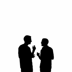 Two men in silhouette engaged in conversation.