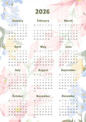 Cute Floral Daisy Flower 2026 Calendar, calendar 2026