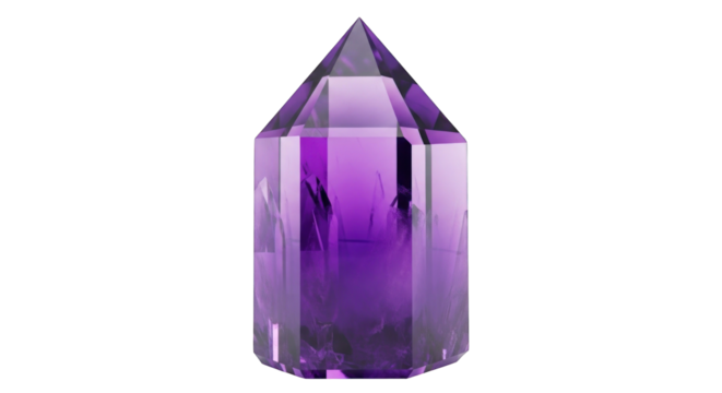 Vibrant Purple Amethyst Crystal Gemstone Isolated on White Background.