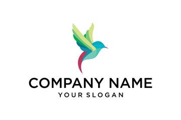 Vibrant Abstract Hummingbird Logo Flying with Colorful Gradient Design