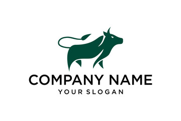 Stylized Dark Green Bull Logo Design