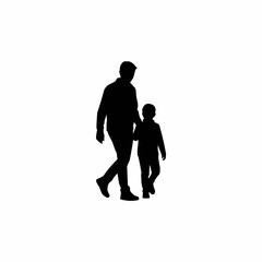 Father and Son Walking Silhouette - A Bond of Love and Guidance.