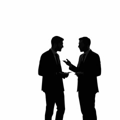 Silhouette of Two Businessmen in Discussion.