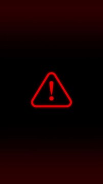 warning triangle sign overlay, danger alert animation screen with transparent loop, vertical footage 4K
