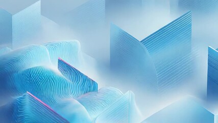 Abstract blue digital landscape with flowing geometric shapes - Powered by Adobe