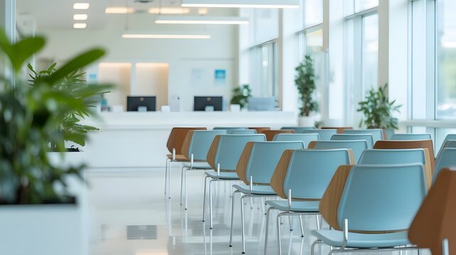 Modern and welcoming waiting room with clean lines, comfortable seating, and abundant natural light ideal for healthcare, corporate, or hospitality settings