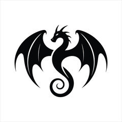 Curled Dragon Circle Symbol Emblem