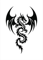 Abstract Flying Tribal Dragon Vector Logo