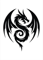 Black Dragon Circle Emblem, Mythical Power Tattoo