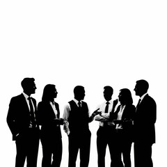 Silhouette of a diverse group of business professionals in a meeting.
