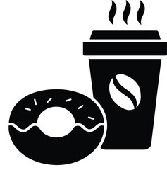 Donut and Coffee Cup Silhouette Illustration