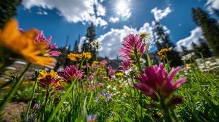 Colorful Wildflowers In Mountain Meadow