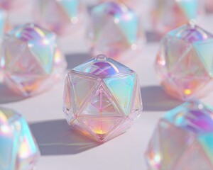 Holographic Geometric Spheres With Pastel Colors