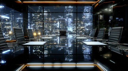 Modern Conference Room With City Night View