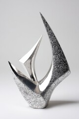 Abstract Silver Ship Sculpture