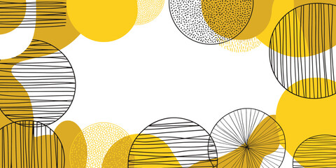 Abstract yellow and black geometric shapes and patterns on a white background vector illustration