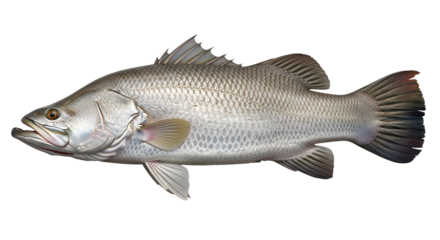 Barramundi fish a popular sport and table fish isolated on white background