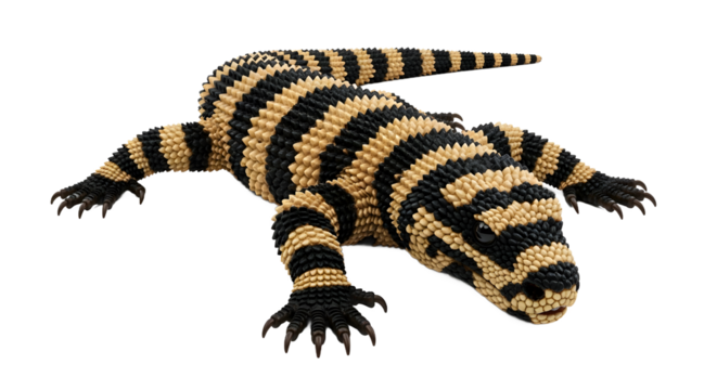 Gila monster origami a striking paper art creation isolated on a white background