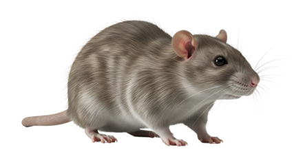 Gray rat with stripes a rodent pet isolated on white background