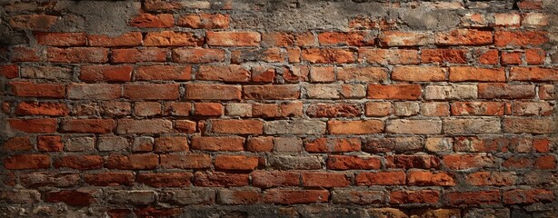 The Brick Wall Showing Weathered Red Bricks Rustic Mortar and Textured Surface
