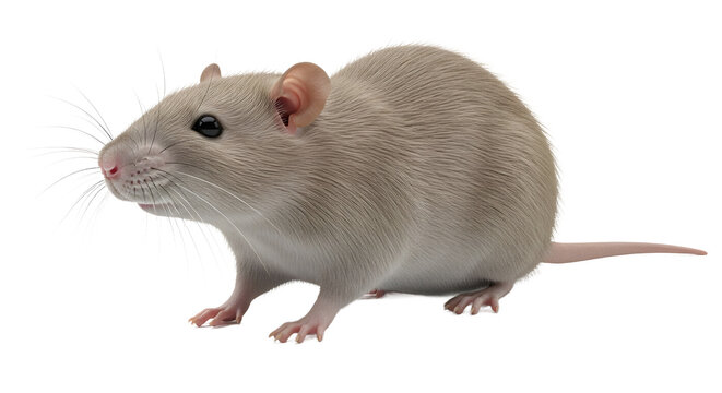 Side view of a beige rat isolated on white a common pet