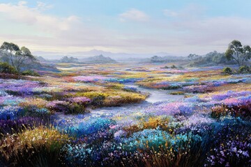 Colorful Flowering Meadow Landscape