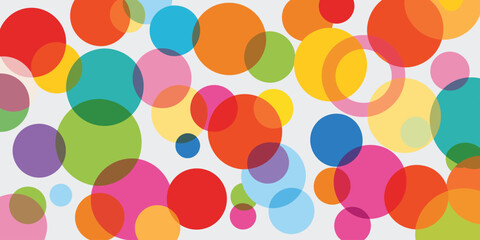 Vibrant colorful overlapping circles on a light gray background abstract pattern