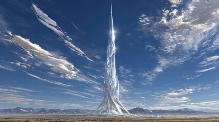 Futuristic Skyscraper In Desert Landscape