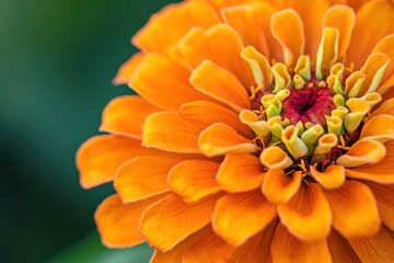 A vibrant orange flower with a bright red center, surrounded by green leaves and stems.