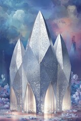 Futuristic Leaf Shaped Building At Night