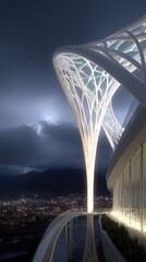 Modern Architectural Building Exterior At Night