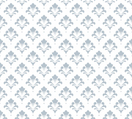 Flower geometric pattern. Seamless vector background. White and gray ornament. Ornament for fabric, wallpaper, packaging. Decorative print