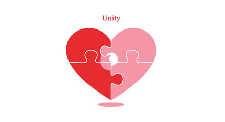 Heart shaped puzzle pieces coming together to form a symbol of unity and connection