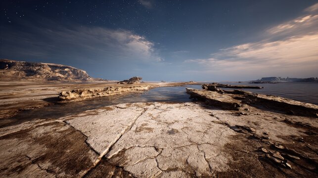 Rocky Coastal Landscape At Twilight - Powered by Adobe