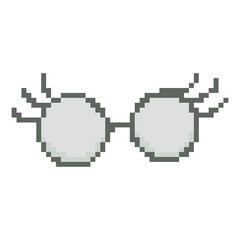 Obraz premium Round Eyeglasses with Long Lashes Pixel Art Icon