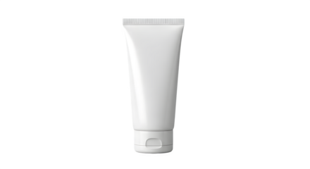 A blank white squeeze tube with a flip top cap isolated on transparent background