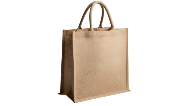 Natural jute wine bottle bag with handles for eco friendly shopping and gift packaging isolated on transparent background - Powered by Adobe