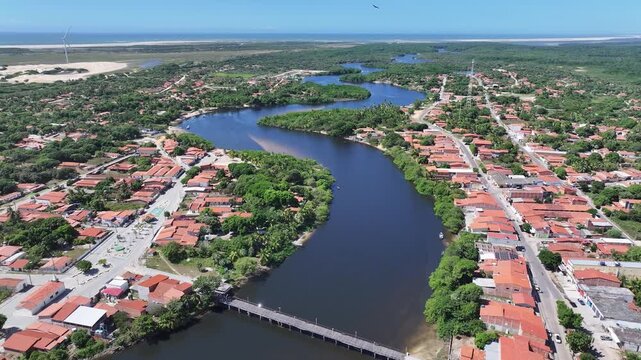 Paulino Neves Village At Paulino Neves In Maranhao Brazil. Coast City. Fome River. Paulino Neves Village At Maranhao. Northeast Landscape. Coastline Scene. Nature Riverside.